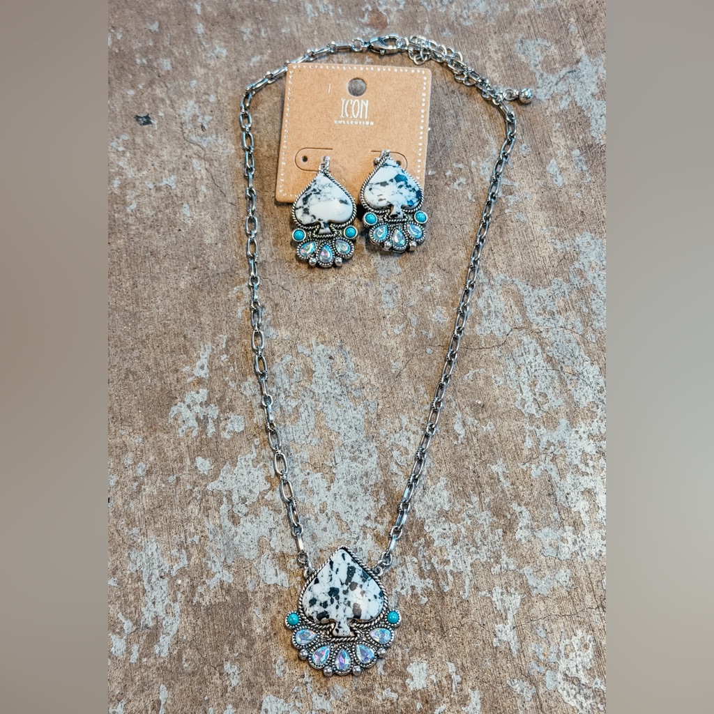 Elegant Silver And Turquoise Necklace Set